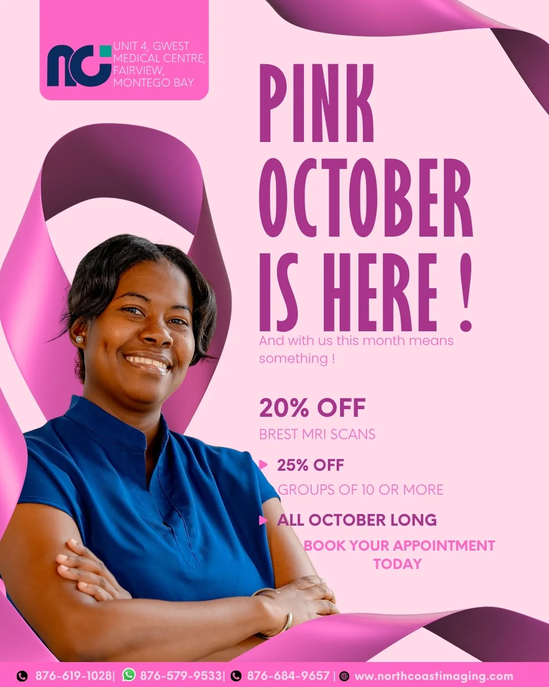 North Coast Imaging — Pink October, 20% off all Breast MRI scans for Breast Cancer Awareness Month